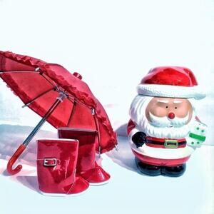 Santa Cookie Jar / Treat Jar Ceramic  8” Tall Vintage Made in Taiwan Christmas